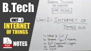 Internet of Things B Tech AKTU PDF Notes Download: Emerging Technology for Engineering IoT Unit 1