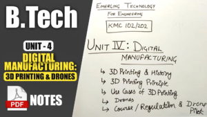 Digital Manufacturing: 3D Printing and Drones B Tech AKTU PDF Notes Download